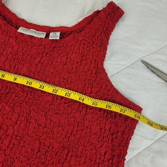 Valerie Stevens Petite ruched textured 100% silk red tank round neck classic 12P - Picture 9 of 12